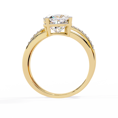 Solitaire 2.41Ct Cushion and Round Cut Diamond Elegant Channel Set Minimalist Classic Perfect Ring - HIGHCARAT DIAMONDS