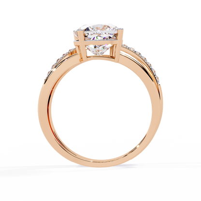 Solitaire 2.41Ct Cushion and Round Cut Diamond Elegant Channel Set Minimalist Classic Perfect Ring - HIGHCARAT DIAMONDS