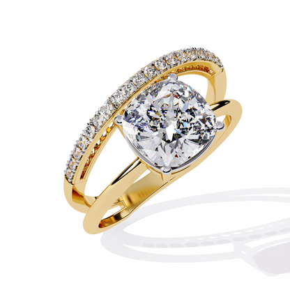 Solitaire 2.41Ct Cushion and Round Cut Diamond Elegant Channel Set Minimalist Classic Perfect Ring - HIGHCARAT DIAMONDS