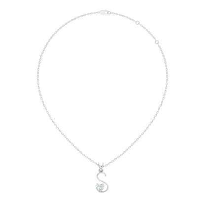 Elegant S Letter Heart Diamond Pendant - 0.50 Ct Anniversary Gift for Her - HIGHCARAT DIAMONDS