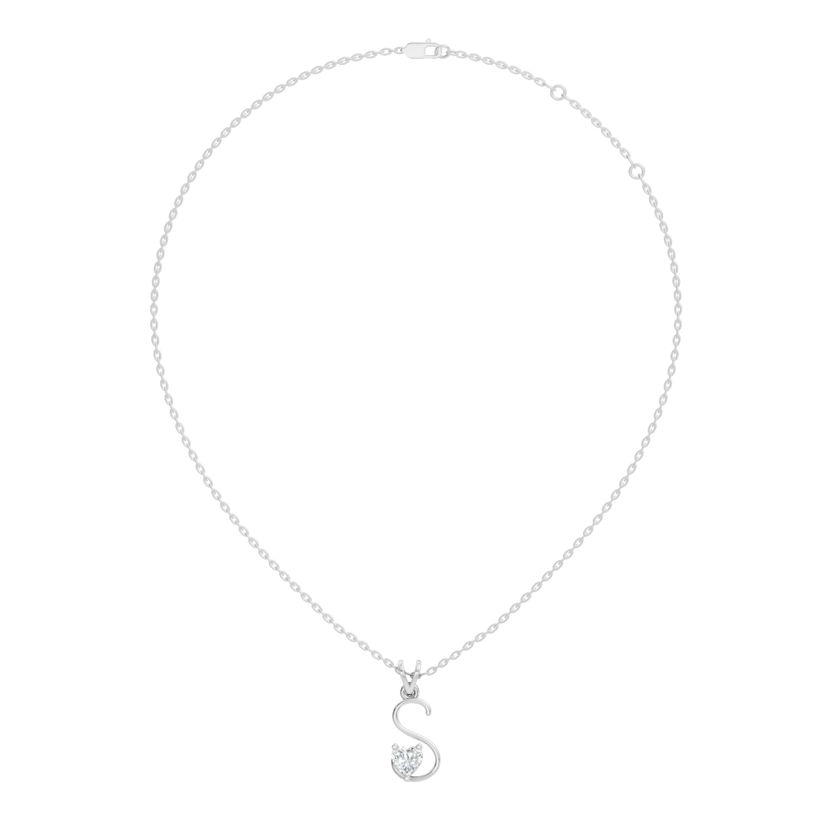 Elegant S Letter Heart Diamond Pendant - 0.50 Ct Anniversary Gift for Her - HIGHCARAT DIAMONDS