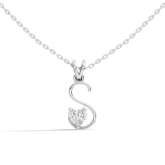 Heart Shape Lab Grown Diamond S Letter Pendant Close-Up Facet Details