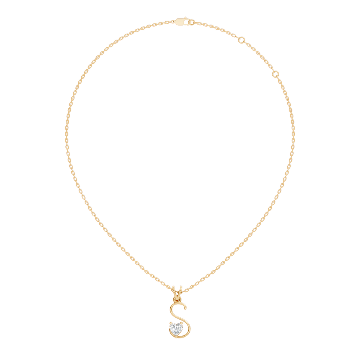 Elegant S Letter Heart Diamond Pendant - 0.50 Ct Anniversary Gift for Her - HIGHCARAT DIAMONDS