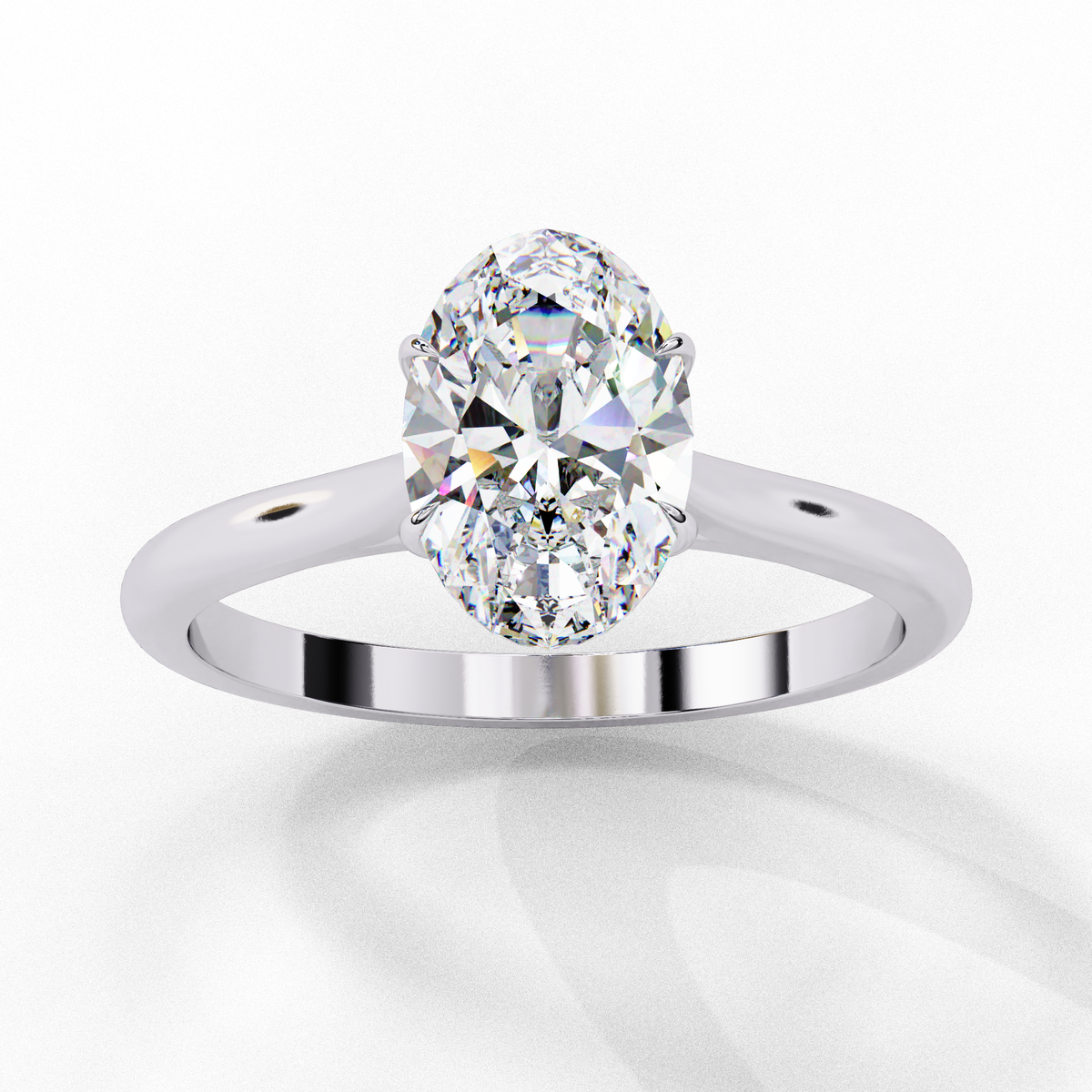 Minimal oval cut lab grown diamond engagement ring in white gold