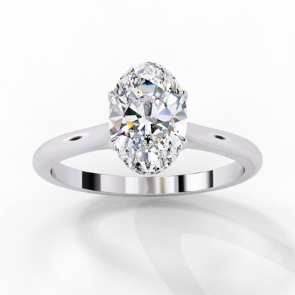 Minimal oval cut lab grown diamond engagement ring in white gold