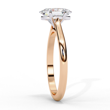 Side profile of oval cut solitaire diamond engagement ring