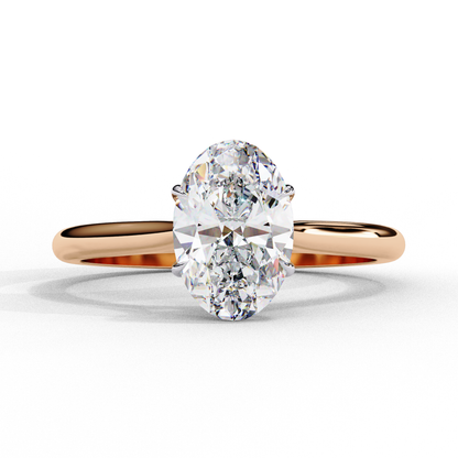 Oval shape lab grown diamond ring with classic engagement style