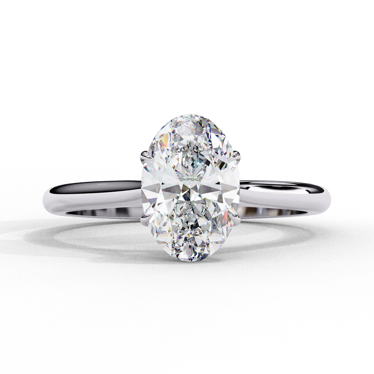 Oval Cut Lab Grown Diamond Engagement Ring featuring solitaire center setting