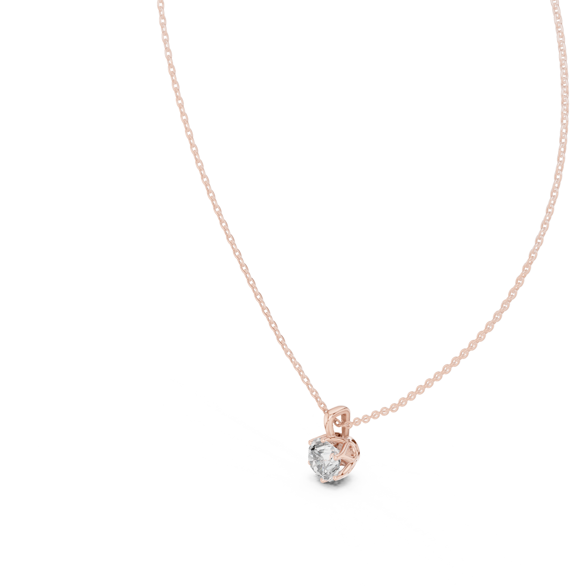 Round Lab Grown Diamond Solitaire Pendant Close-Up Facet Details