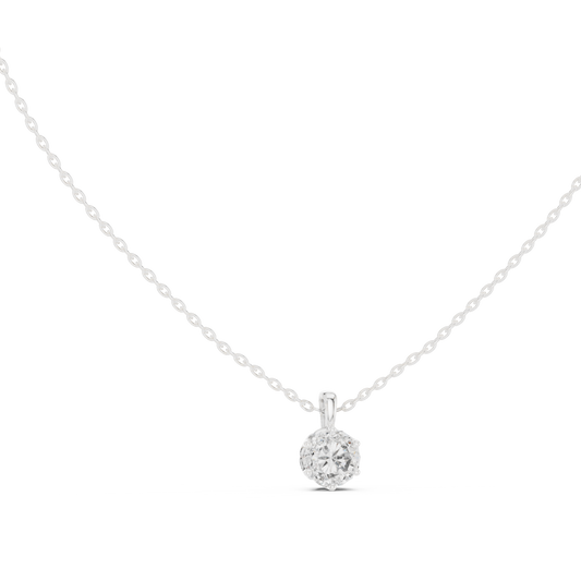Round Solitaire Diamond Pendant with Prong Setting Side Angle View