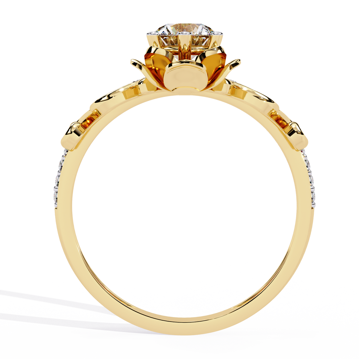 Solitaire Round Cut Diamond Channel Set Antique Hand Crafted Stunning Dainty Engagement Ring - HIGHCARAT DIAMONDS