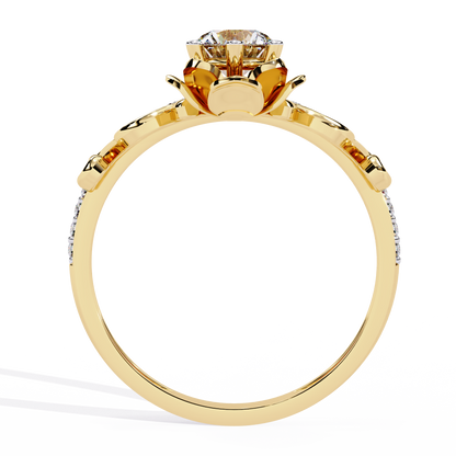 Solitaire Round Cut Diamond Channel Set Antique Hand Crafted Stunning Dainty Engagement Ring - HIGHCARAT DIAMONDS