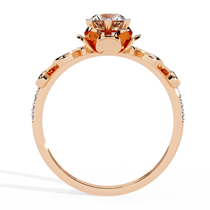 Solitaire Round Cut Diamond Channel Set Antique Hand Crafted Stunning Dainty Engagement Ring - HIGHCARAT DIAMONDS