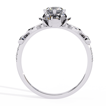 Solitaire Round Cut Diamond Channel Set Antique Hand Crafted Stunning Dainty Engagement Ring - HIGHCARAT DIAMONDS