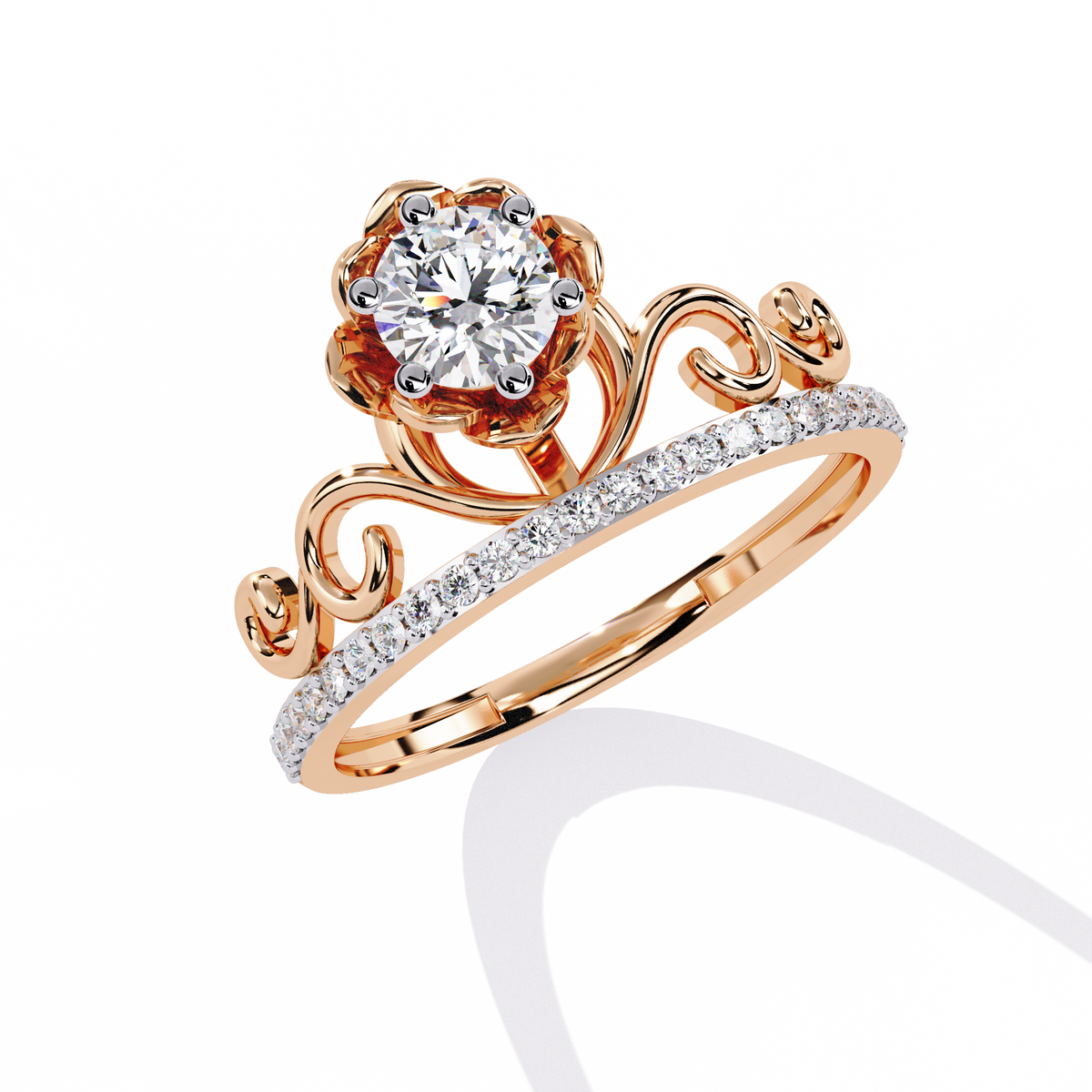 Solitaire Round Cut Diamond Channel Set Antique Hand Crafted Stunning Dainty Engagement Ring - HIGHCARAT DIAMONDS