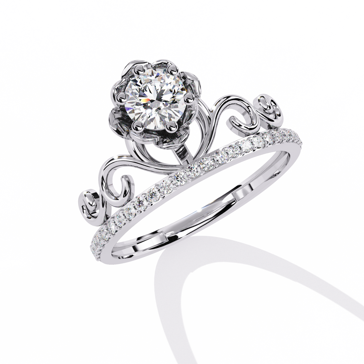 Solitaire Round Cut Diamond Channel Set Antique Hand Crafted Stunning Dainty Engagement Ring - HIGHCARAT DIAMONDS