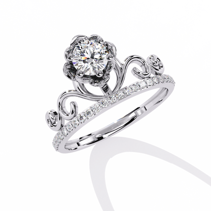 Solitaire Round Cut Diamond Channel Set Antique Hand Crafted Stunning Dainty Engagement Ring - HIGHCARAT DIAMONDS