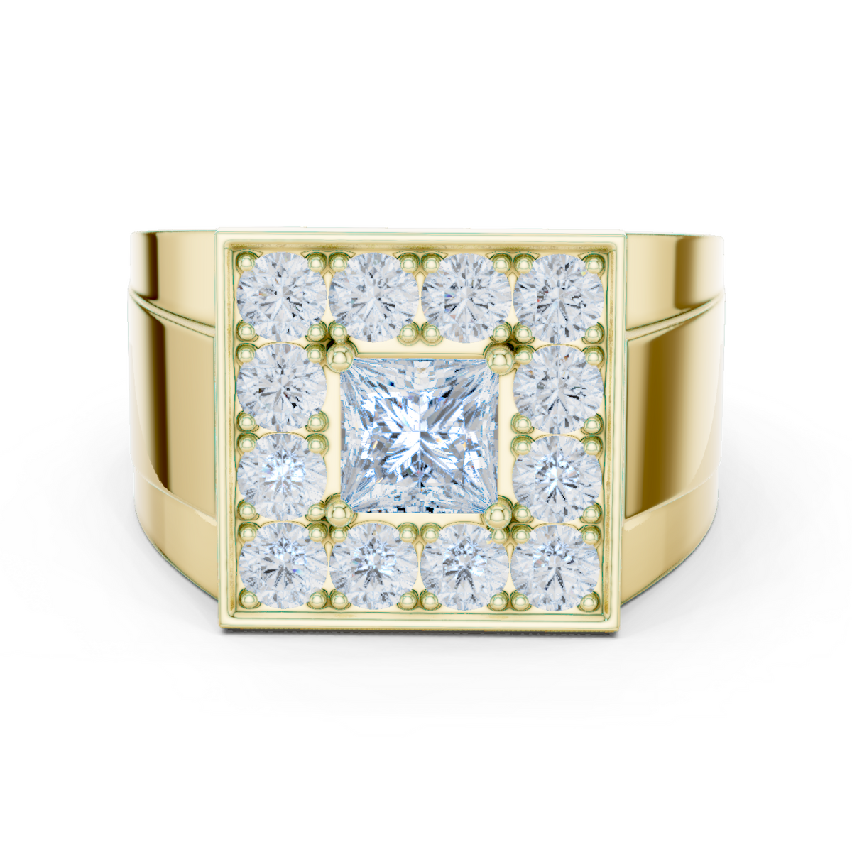 2.20 Ct Round & Princess Shape Lab Grown 10k Solid White Gold Stunning Diamond Men's Ring - HIGHCARAT DIAMONDS