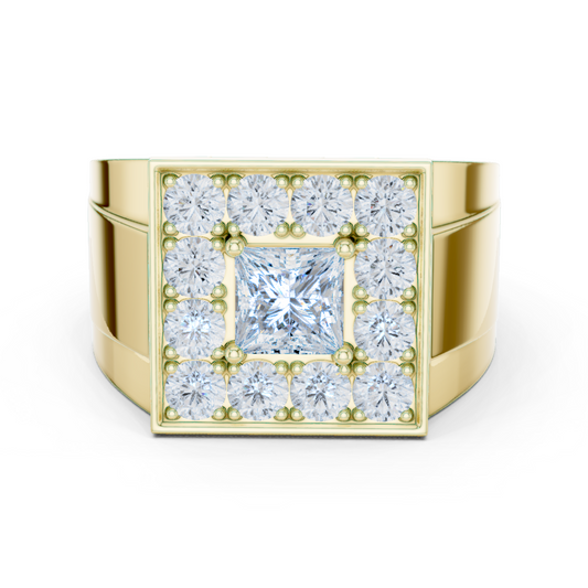 2.20 Ct Round & Princess Shape Lab Grown 10k Solid White Gold Stunning Diamond Men's Ring - HIGHCARAT DIAMONDS
