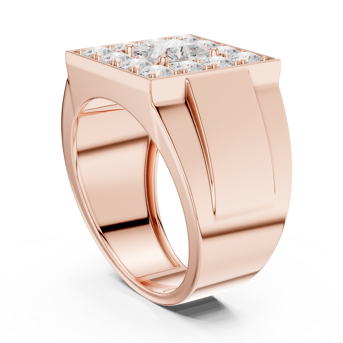 2.20 Ct Round & Princess Shape Lab Grown 10k Solid White Gold Stunning Diamond Men's Ring - HIGHCARAT DIAMONDS