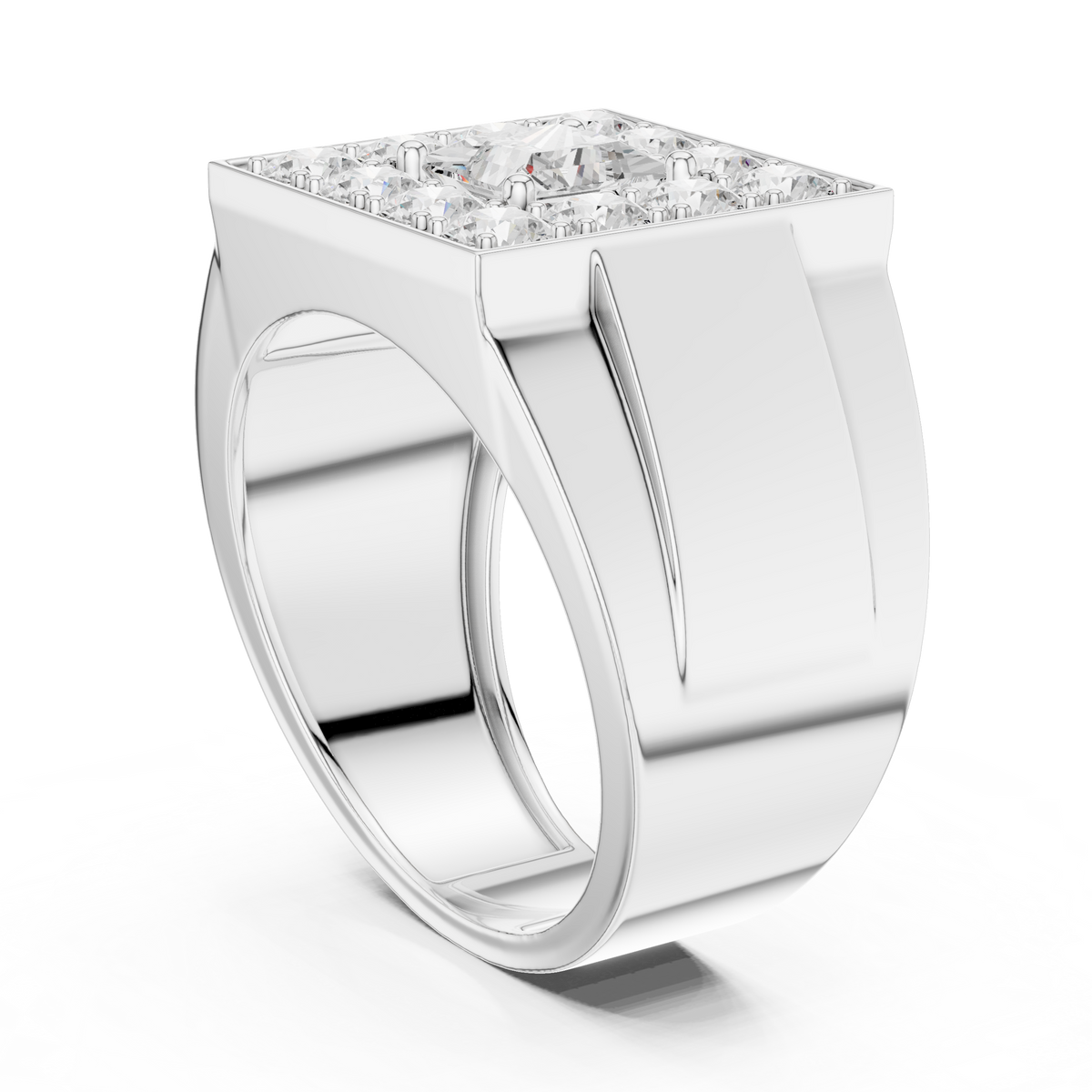 2.20 Ct Round & Princess Shape Lab Grown 10k Solid White Gold Stunning Diamond Men's Ring - HIGHCARAT DIAMONDS