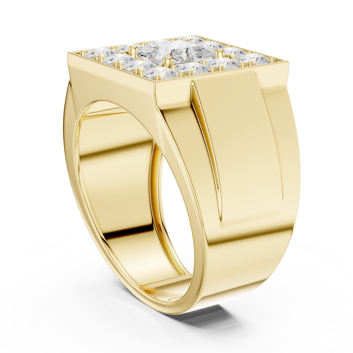 2.20 Ct Round & Princess Shape Lab Grown 10k Solid White Gold Stunning Diamond Men's Ring - HIGHCARAT DIAMONDS