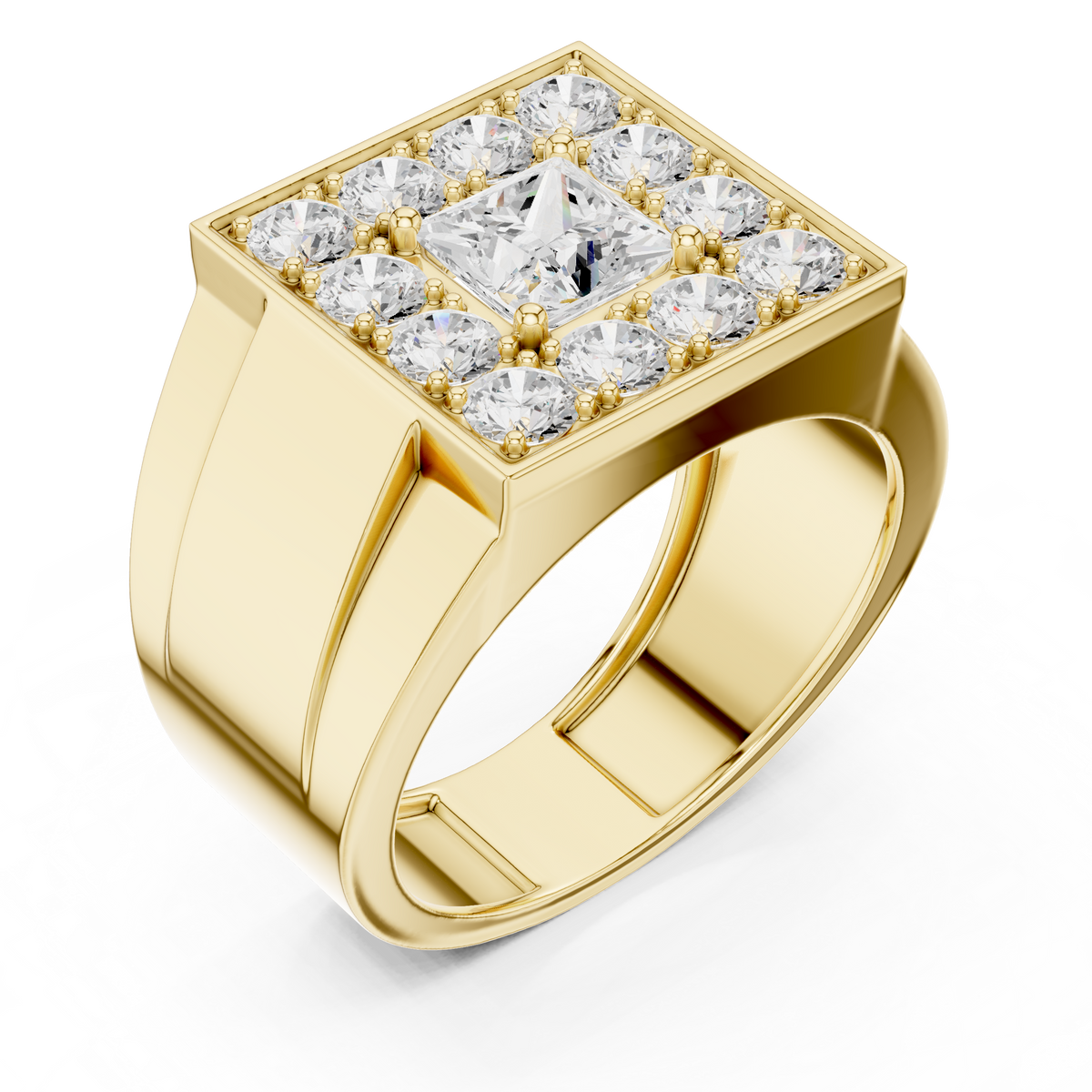 2.20 Ct Round & Princess Shape Lab Grown 10k Solid White Gold Stunning Diamond Men's Ring - HIGHCARAT DIAMONDS