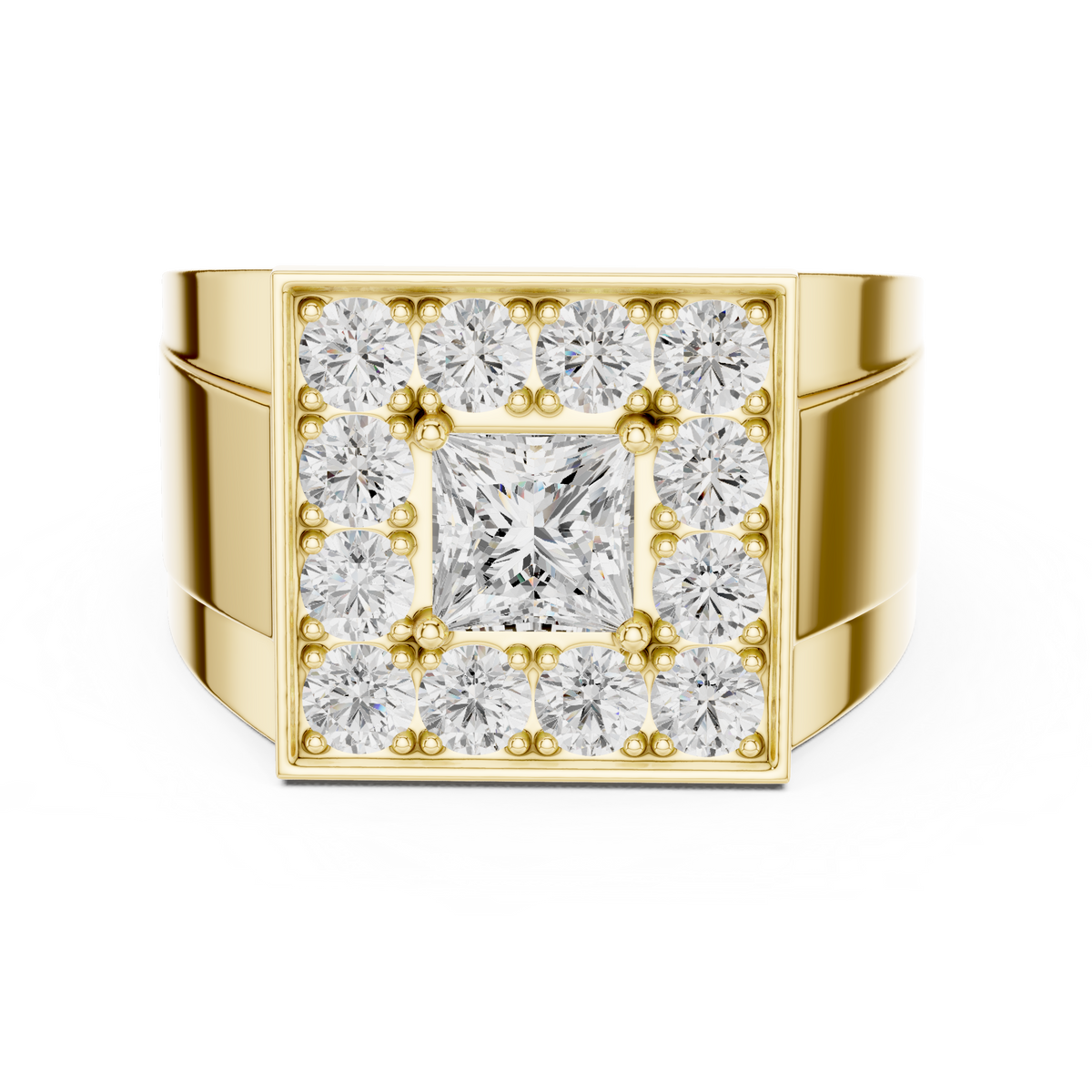 2.20 Ct Round & Princess Shape Lab Grown 10k Solid White Gold Stunning Diamond Men's Ring - HIGHCARAT DIAMONDS