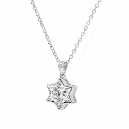 Star Cut David Lab Grown Diamond Bezel Set Pendant With Chain