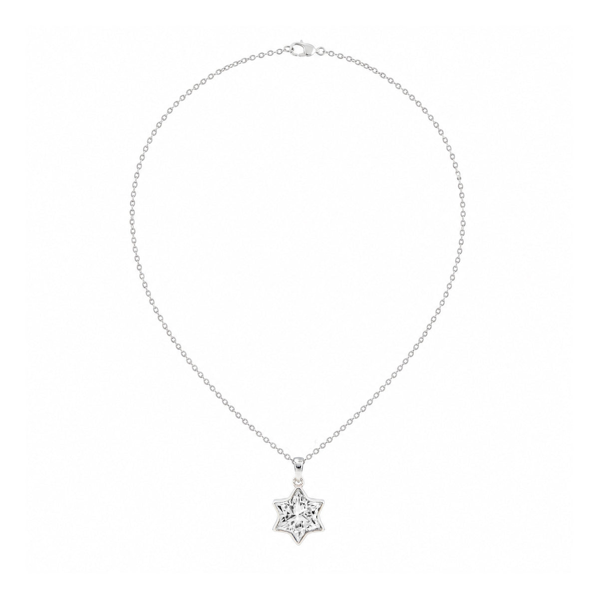Star Cut David Lab Grown Diamond Bezel Set Pendant With Chain