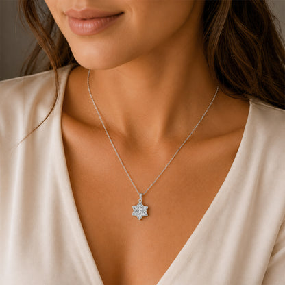 Star Cut David Lab Grown Diamond Bezel Set Pendant With Chain