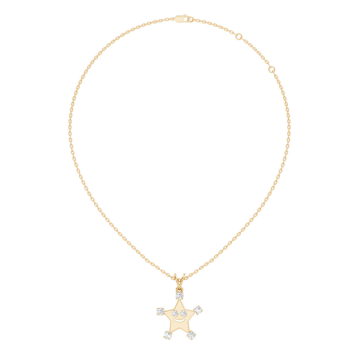 Unique Round Cut Diamond Smiley Star Pendant  Eco-Friendly Gift In 14K White Gold - HIGHCARAT DIAMONDS
