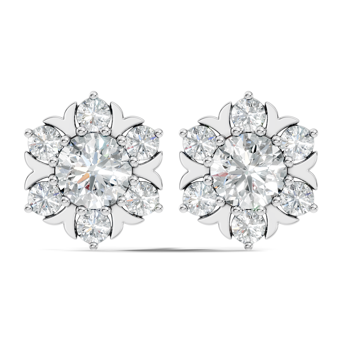 Round Shape Lab Grown Diamond 3.08 Ct 14k Solid White Gold Elegance Unique Style Diamond Earrings For Anniversary Gift - HIGHCARAT DIAMONDS