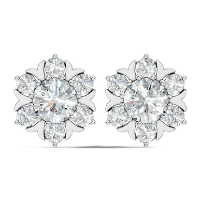 Round Shape Lab Grown Diamond 3.08 Ct 14k Solid White Gold Elegance Unique Style Diamond Earrings For Anniversary Gift - HIGHCARAT DIAMONDS