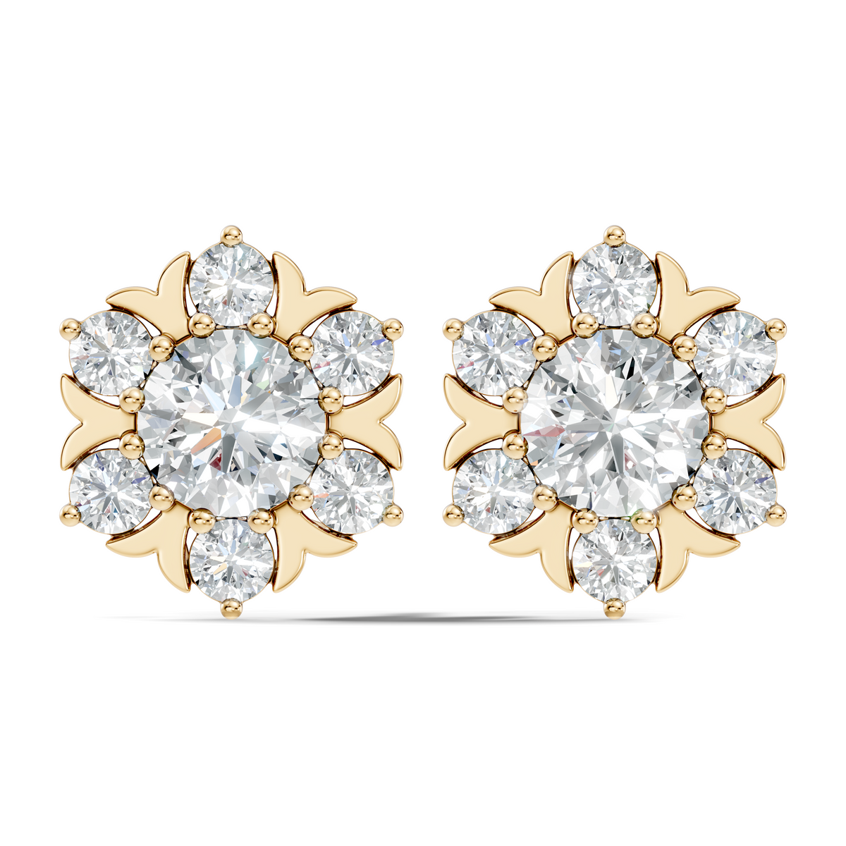 Round Shape Lab Grown Diamond 3.08 Ct 14k Solid White Gold Elegance Unique Style Diamond Earrings For Anniversary Gift - HIGHCARAT DIAMONDS