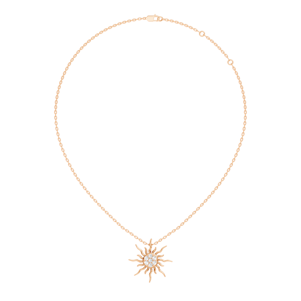 Round diamond sunburst necklace for women