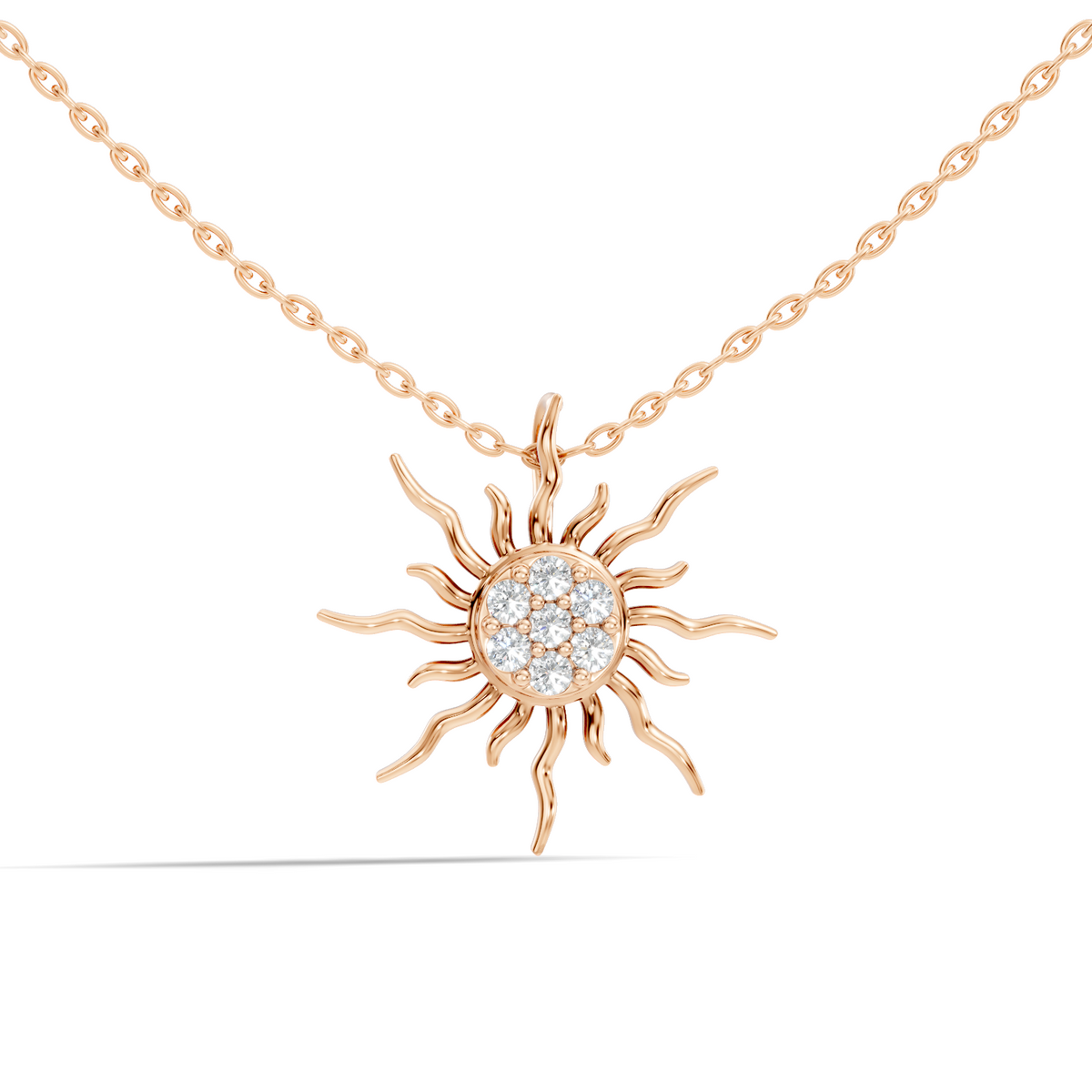 Minimal sunburst pendant necklace with fine chain
