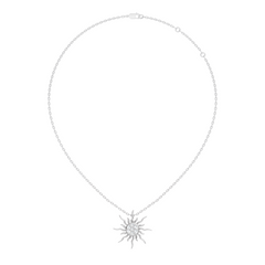 Diamond sun pendant necklace in yellow gold style