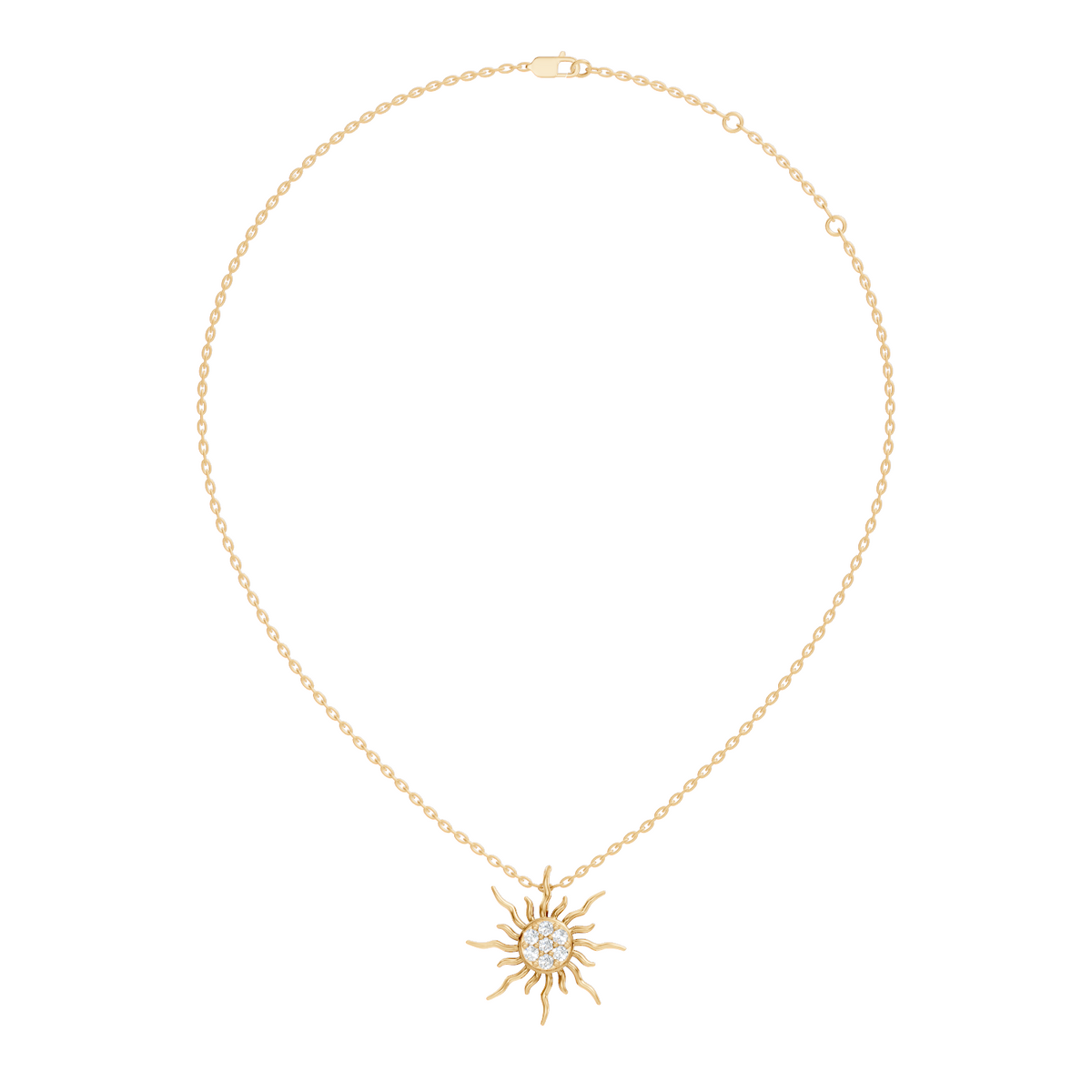 Golden Sunburst Diamond Pendant Round Cut Unisex Jewelry Gift Collection - HIGHCARAT DIAMONDS