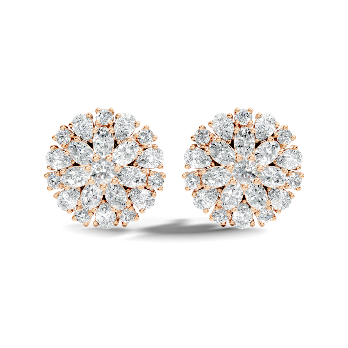 2.91 Ct Pear, Oval, Round Shape Diamond With 14k Solid Rose Gold Elegance Vintage Affordable Diamond Earrings - HIGHCARAT DIAMONDS