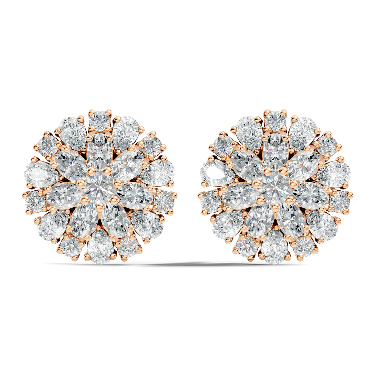 2.91 Ct Pear, Oval, Round Shape Diamond With 14k Solid Rose Gold Elegance Vintage Affordable Diamond Earrings - HIGHCARAT DIAMONDS