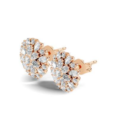 2.91 Ct Pear, Oval, Round Shape Diamond With 14k Solid Rose Gold Elegance Vintage Affordable Diamond Earrings - HIGHCARAT DIAMONDS