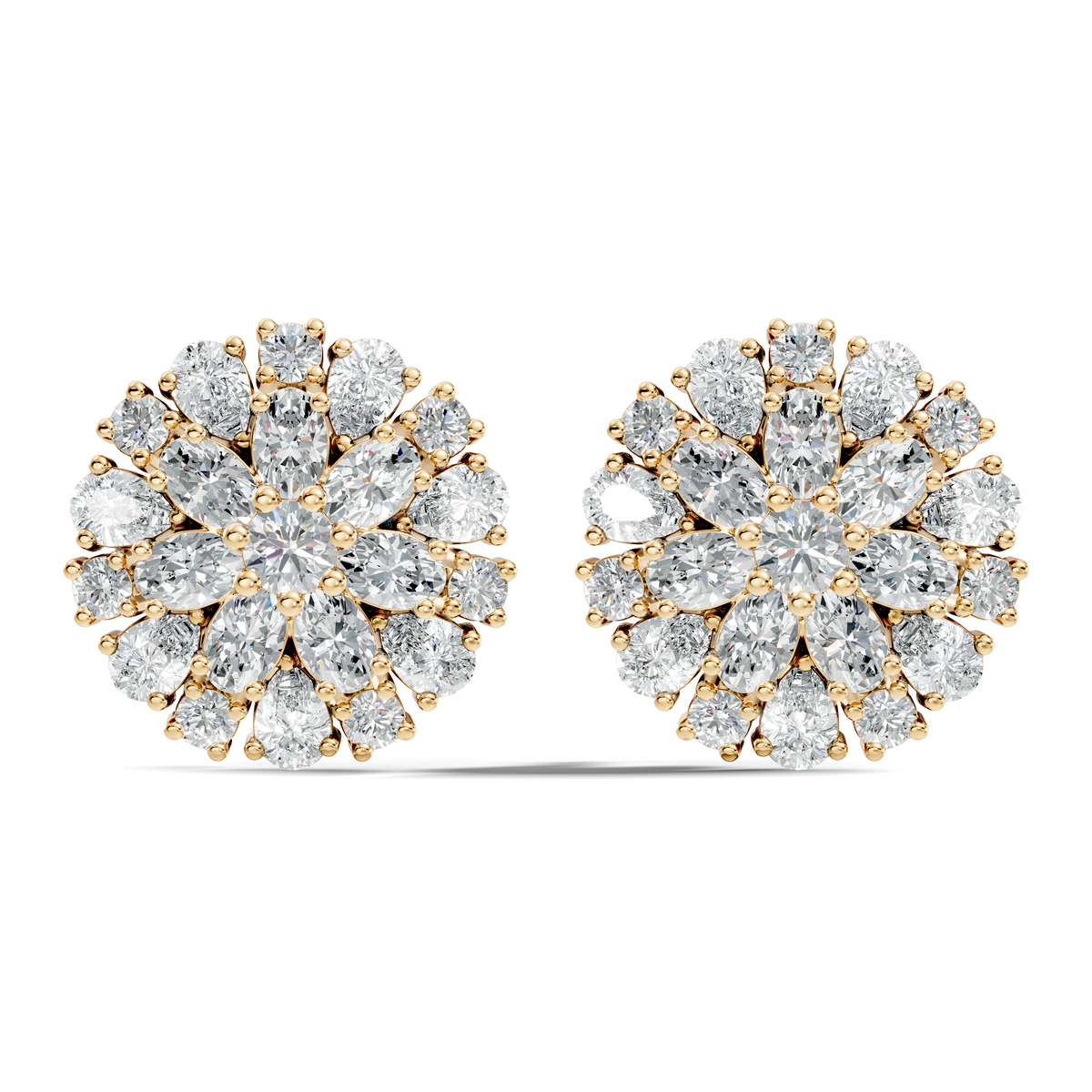 2.91 Ct Pear, Oval, Round Shape Diamond With 14k Solid Rose Gold Elegance Vintage Affordable Diamond Earrings - HIGHCARAT DIAMONDS