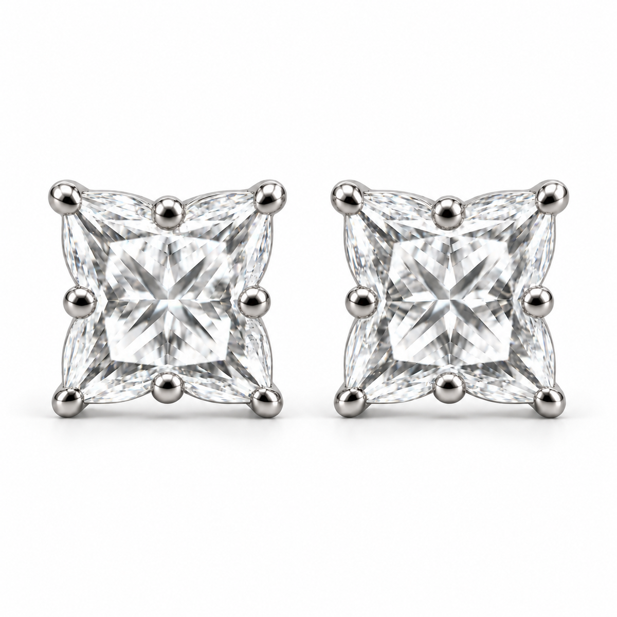 Lily Cut Lab Grown Diamond White Gold Stud Earring