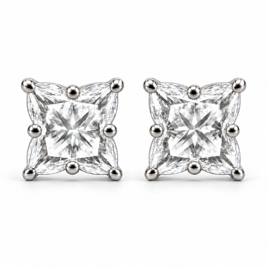 Lily Cut Lab Grown Diamond White Gold Stud Earring