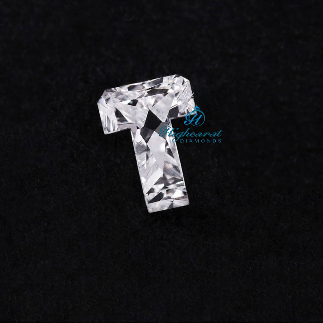 Loose T Letter Shape Diamond showcasing custom cut details and polished finish