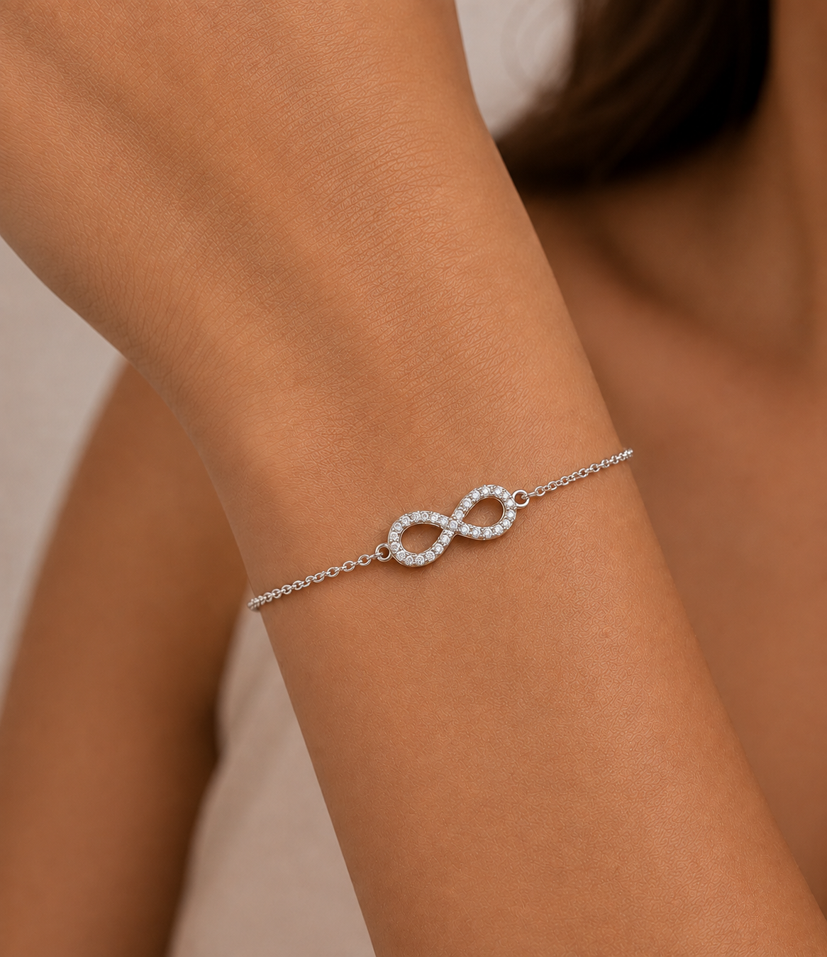 Round Cut Diamond Infinity Charm Bracelet