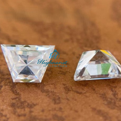Pair of Tapered Baguette Lab Grown Diamonds featuring step cut facets and balanced symmetry