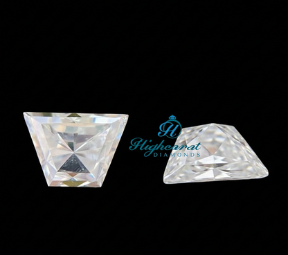 Tapered Baguette Step Cut Lab Grown Diamond Pair Stones with clean geometry and mirror like faceting