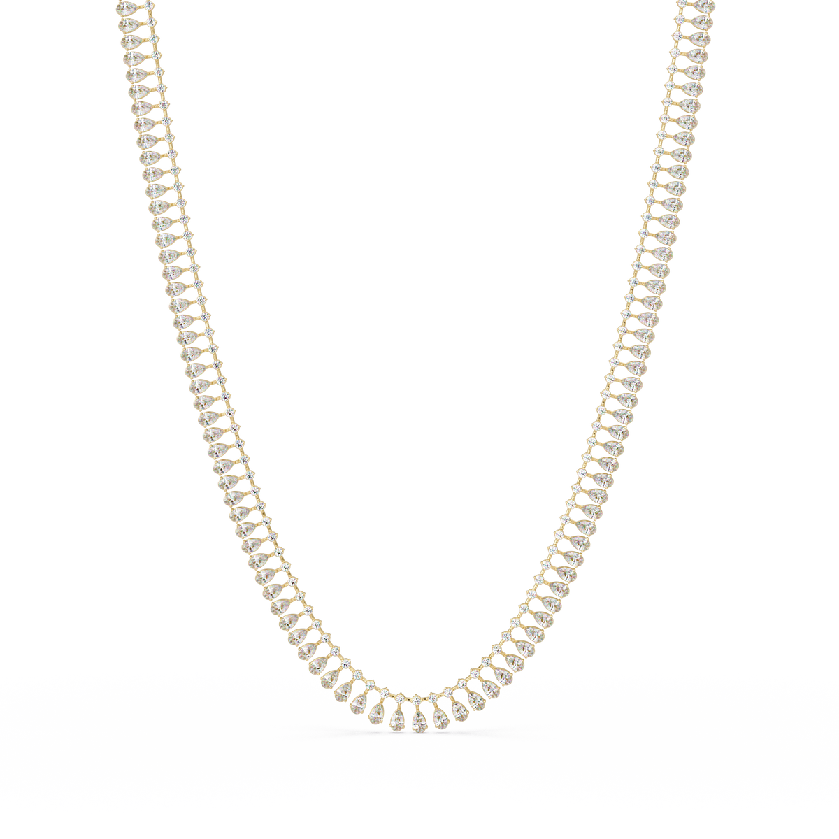 Tennis Round & Pear Cut Rose Gold Lab Grown Diamond Necklace - HIGHCARAT DIAMONDS
